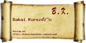 Bakai Kurszán névjegykártya